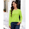 image:imageMAGCOMSEN Womens Long Sleeve Cotton Crew Neck TShirt Casual Tee Basic Top  ClassicFit MoistureWicking Breathable Tee Spring Fall Winter Crewneck Tshirt Solid Color Ladies Soft Shirt Daily WearFluorescent Green