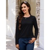 image:imageMAGCOMSEN Womens Long Sleeve Cotton Crew Neck TShirt Casual Tee Basic Top  ClassicFit MoistureWicking Breathable Tee Spring Fall Winter Crewneck Tshirt Solid Color Ladies Soft Shirt Daily WearAblack