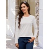 image:imageMAGCOMSEN Womens Long Sleeve Cotton Crew Neck TShirt Casual Tee Basic Top  ClassicFit MoistureWicking Breathable Tee Spring Fall Winter Crewneck Tshirt Solid Color Ladies Soft Shirt Daily WearAwhite