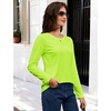 image:imageMAGCOMSEN Womens Long Sleeve Cotton Crew Neck TShirt Casual Tee Basic Top  ClassicFit MoistureWicking Breathable Tee Spring Fall Winter Crewneck Tshirt Solid Color Ladies Soft Shirt Daily WearFluorescent Green