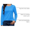 image:imageMAGCOMSEN Womens Long Sleeve Cotton Crew Neck TShirt Casual Tee Basic Top  ClassicFit MoistureWicking Breathable Tee Spring Fall Winter Crewneck Tshirt Solid Color Ladies Soft Shirt Daily WearAzure Blue
