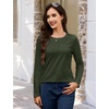 image:imageMAGCOMSEN Womens Long Sleeve Cotton Crew Neck TShirt Casual Tee Basic Top  ClassicFit MoistureWicking Breathable Tee Spring Fall Winter Crewneck Tshirt Solid Color Ladies Soft Shirt Daily WearZarmy Green