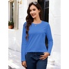 image:imageMAGCOMSEN Womens Long Sleeve Cotton Crew Neck TShirt Casual Tee Basic Top  ClassicFit MoistureWicking Breathable Tee Spring Fall Winter Crewneck Tshirt Solid Color Ladies Soft Shirt Daily WearAzure Blue