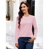 image:imageMAGCOMSEN Womens Long Sleeve Cotton Crew Neck TShirt Casual Tee Basic Top  ClassicFit MoistureWicking Breathable Tee Spring Fall Winter Crewneck Tshirt Solid Color Ladies Soft Shirt Daily WearAlight Pink
