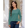 image:imageMAGCOMSEN Womens Long Sleeve Cotton Crew Neck TShirt Casual Tee Basic Top  ClassicFit MoistureWicking Breathable Tee Spring Fall Winter Crewneck Tshirt Solid Color Ladies Soft Shirt Daily WearZgray Green