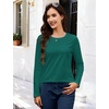 image:imageMAGCOMSEN Womens Long Sleeve Cotton Crew Neck TShirt Casual Tee Basic Top  ClassicFit MoistureWicking Breathable Tee Spring Fall Winter Crewneck Tshirt Solid Color Ladies Soft Shirt Daily WearEmerald Green