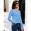 image:imageMAGCOMSEN Womens Long Sleeve Cotton Crew Neck TShirt Casual Tee Basic Top  ClassicFit MoistureWicking Breathable Tee Spring Fall Winter Crewneck Tshirt Solid Color Ladies Soft Shirt Daily WearWaterfall Blue