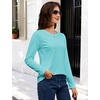 image:imageMAGCOMSEN Womens Long Sleeve Cotton Crew Neck TShirt Casual Tee Basic Top  ClassicFit MoistureWicking Breathable Tee Spring Fall Winter Crewneck Tshirt Solid Color Ladies Soft Shirt Daily WearLight Lakeblue