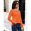 image:imageMAGCOMSEN Womens Long Sleeve Cotton Crew Neck TShirt Casual Tee Basic Top  ClassicFit MoistureWicking Breathable Tee Spring Fall Winter Crewneck Tshirt Solid Color Ladies Soft Shirt Daily WearOrange