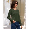 image:imageMAGCOMSEN Womens Long Sleeve Cotton Crew Neck TShirt Casual Tee Basic Top  ClassicFit MoistureWicking Breathable Tee Spring Fall Winter Crewneck Tshirt Solid Color Ladies Soft Shirt Daily WearZarmy Green