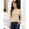 image:imageMAGCOMSEN Womens Long Sleeve Cotton Crew Neck TShirt Casual Tee Basic Top  ClassicFit MoistureWicking Breathable Tee Spring Fall Winter Crewneck Tshirt Solid Color Ladies Soft Shirt Daily WearLight Apricot