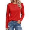 image:imageMAGCOMSEN Womens Long Sleeve Cotton Crew Neck TShirt Casual Tee Basic Top  ClassicFit MoistureWicking Breathable Tee Spring Fall Winter Crewneck Tshirt Solid Color Ladies Soft Shirt Daily WearAred