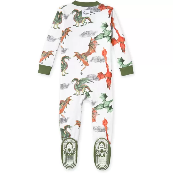 Burt's Bees Baby Baby Boys' Pajamas, Zip-Front Non-Slip Unisex Footed Sleeper Pjs, Organic Cotton