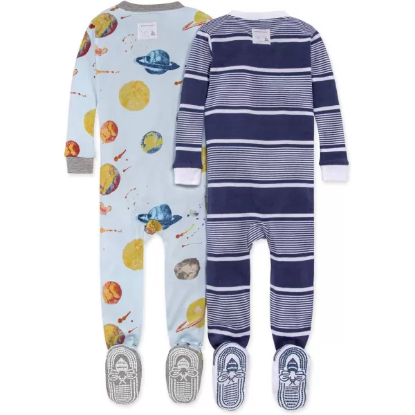 Burt's Bees Baby Baby Boys' Pajamas, Zip-Front Non-Slip Unisex Footed Sleeper Pjs, Organic Cotton