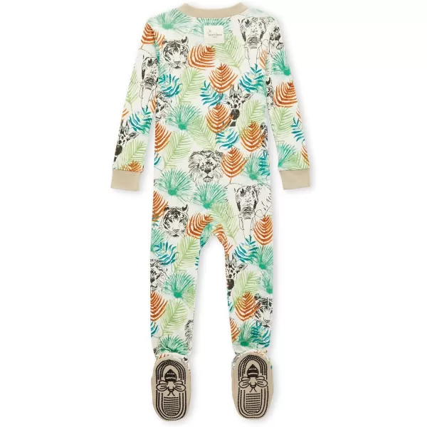 Burt's Bees Baby Baby Boys' Pajamas, Zip-Front Non-Slip Unisex Footed Sleeper Pjs, Organic Cotton