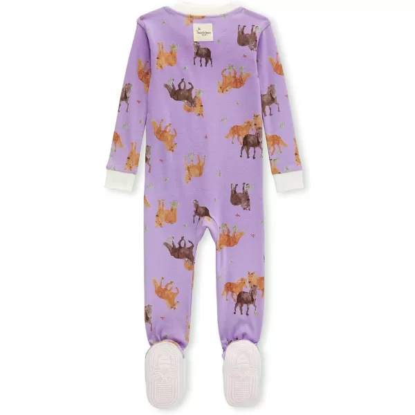 Burt's Bees Baby Girls Pajamas, Zip Front Non-slip Footed Pjs, 100% Organic Cotton and Toddler Sleepers