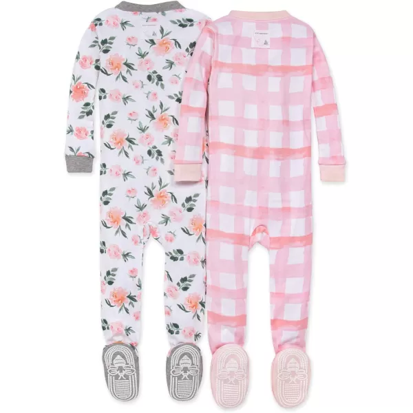 Burt's Bees Baby Girls Pajamas, Zip Front Non-slip Footed Pjs, 100% Organic Cotton and Toddler Sleepers