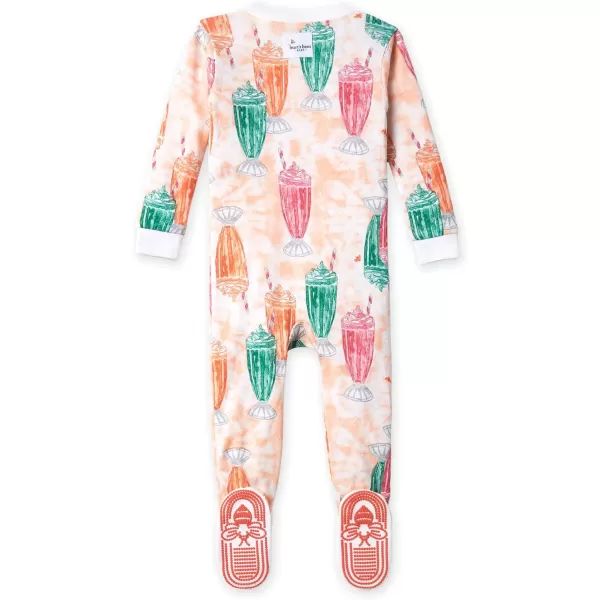 Burt's Bees Baby Girls Pajamas, Zip Front Non-slip Footed Pjs, 100% Organic Cotton and Toddler Sleepers