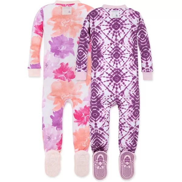 Burt's Bees Baby Girls Pajamas, Zip Front Non-slip Footed Pjs, 100% Organic Cotton and Toddler Sleepers