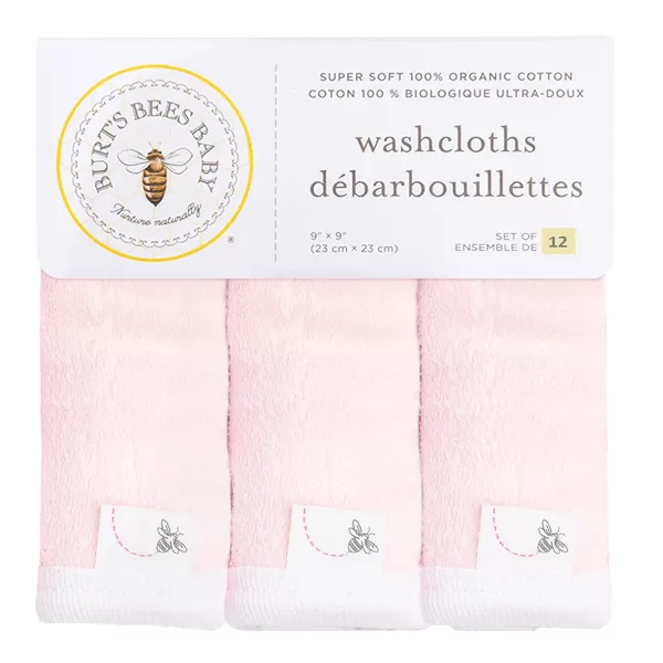 Burt's Bees Baby Washcloths, Absorbent Knit Terry, Super Soft 100% Organic Cotton