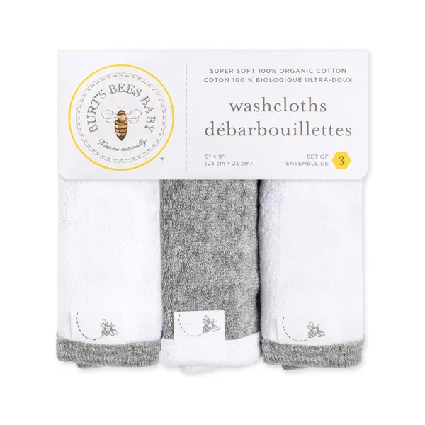 Burt's Bees Baby Washcloths, Absorbent Knit Terry, Super Soft 100% Organic Cotton