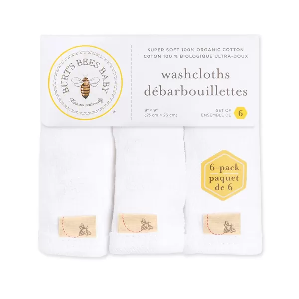 Burt's Bees Baby Washcloths, Absorbent Knit Terry, Super Soft 100% Organic Cotton