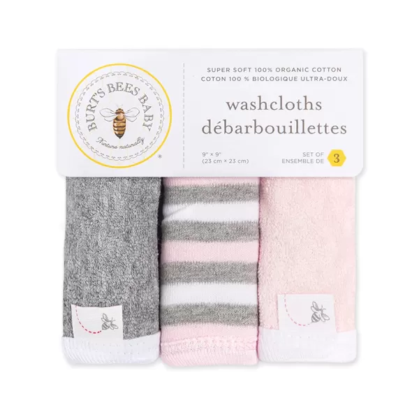 Burt's Bees Baby Washcloths, Absorbent Knit Terry, Super Soft 100% Organic Cotton