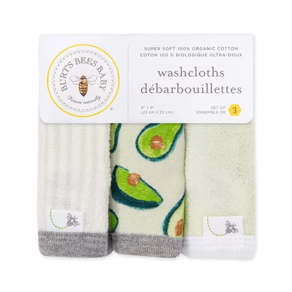 Burt's Bees Baby Washcloths, Absorbent Knit Terry, Super Soft 100% Organic Cotton