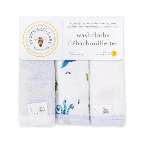 Burt's Bees Baby Washcloths, Absorbent Knit Terry, Super Soft 100% Organic Cotton