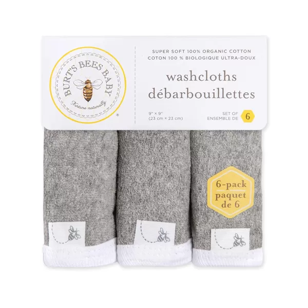 Burt's Bees Baby Washcloths, Absorbent Knit Terry, Super Soft 100% Organic Cotton