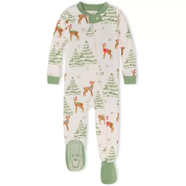 Burt's Bees Baby Baby Boys' Pajamas, Zip-Front Non-Slip Unisex Footed Sleeper Pjs, Organic Cotton