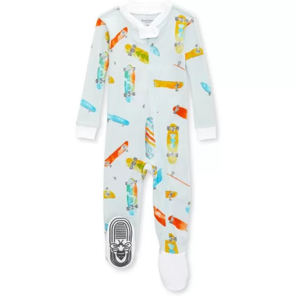 Burt's Bees Baby Baby Boys' Pajamas, Zip-Front Non-Slip Unisex Footed Sleeper Pjs, Organic Cotton