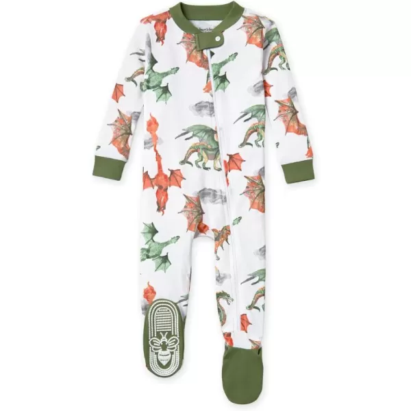 Burt's Bees Baby Baby Boys' Pajamas, Zip-Front Non-Slip Unisex Footed Sleeper Pjs, Organic Cotton