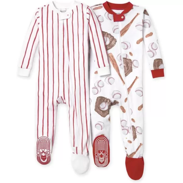 Burt's Bees Baby Baby Boys' Pajamas, Zip-Front Non-Slip Unisex Footed Sleeper Pjs, Organic Cotton