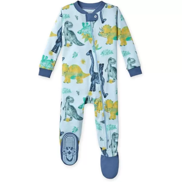 Burt's Bees Baby Baby Boys' Pajamas, Zip-Front Non-Slip Unisex Footed Sleeper Pjs, Organic Cotton