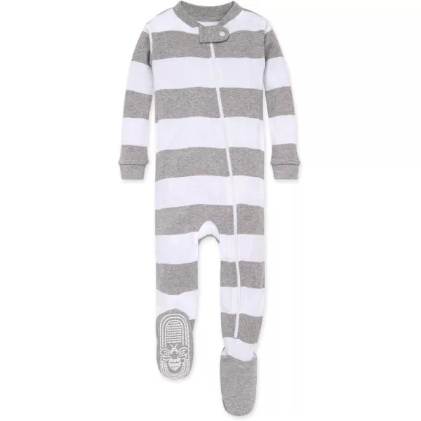 Burt's Bees Baby Baby Boys' Pajamas, Zip-Front Non-Slip Unisex Footed Sleeper Pjs, Organic Cotton