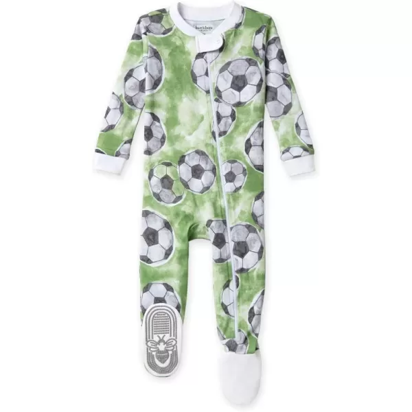 Burt's Bees Baby Baby Boys' Pajamas, Zip-Front Non-Slip Unisex Footed Sleeper Pjs, Organic Cotton