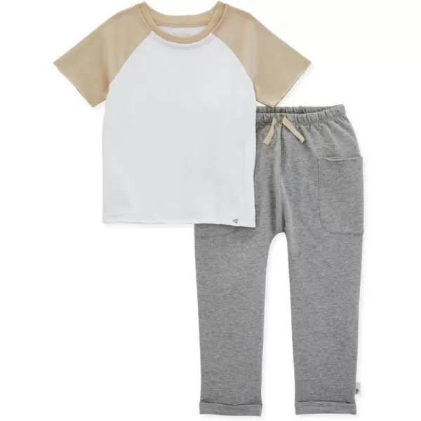 Burt's Bees Baby Baby Boys' Short Sleeve Tee and Tie-Up Pant Set