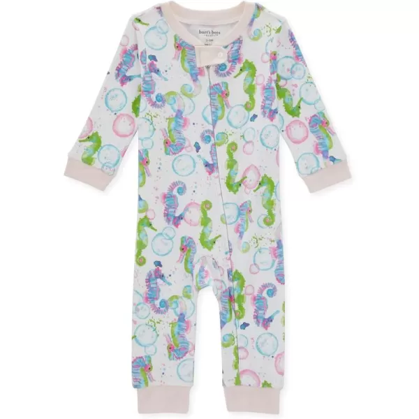 Burt's Bees Baby Baby Girls' Sleep and Play Pajamas, 100% Organic Cotton One-Piece Romper Jumpsuit Zip Front Pjs