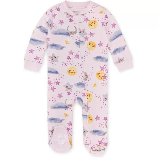 Burt's Bees Baby Baby Girls' Sleep and Play Pajamas, 100% Organic Cotton One-Piece Romper Jumpsuit Zip Front Pjs