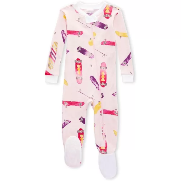 Burt's Bees Baby Girls Pajamas, Zip Front Non-slip Footed Pjs, 100% Organic Cotton and Toddler Sleepers