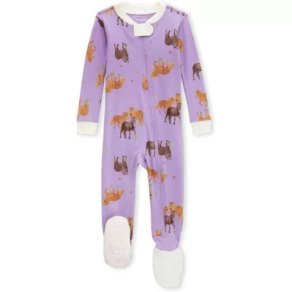 Burt's Bees Baby Girls Pajamas, Zip Front Non-slip Footed Pjs, 100% Organic Cotton and Toddler Sleepers