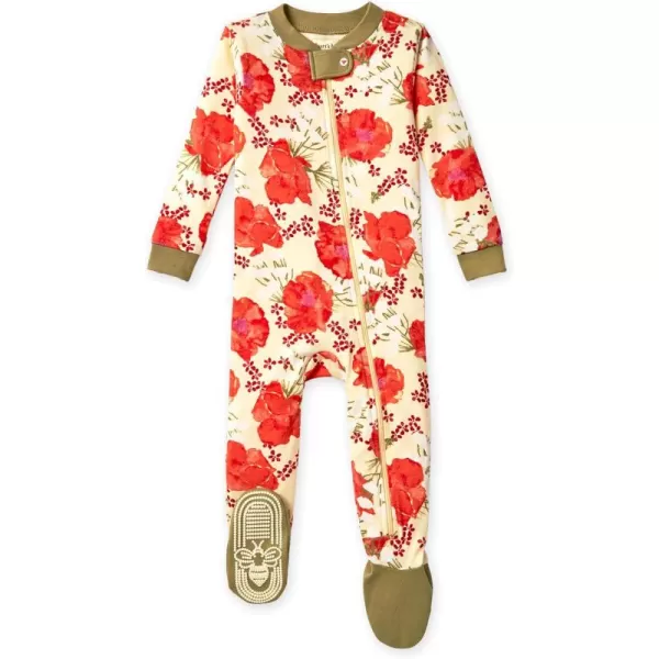 Burt's Bees Baby Girls Pajamas, Zip Front Non-slip Footed Pjs, 100% Organic Cotton and Toddler Sleepers