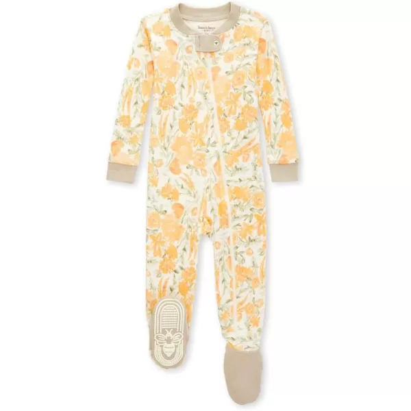 Burt's Bees Baby Girls Pajamas, Zip Front Non-slip Footed Pjs, 100% Organic Cotton and Toddler Sleepers