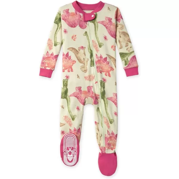 Burt's Bees Baby Girls Pajamas, Zip Front Non-slip Footed Pjs, 100% Organic Cotton and Toddler Sleepers