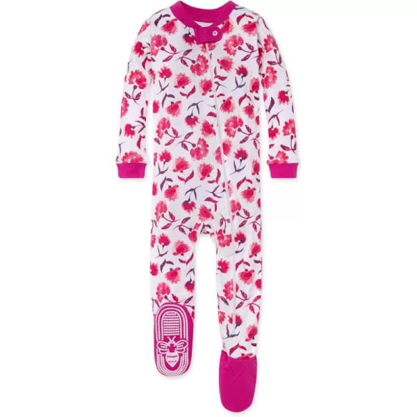 Burt's Bees Baby Girls Pajamas, Zip Front Non-slip Footed Pjs, 100% Organic Cotton and Toddler Sleepers