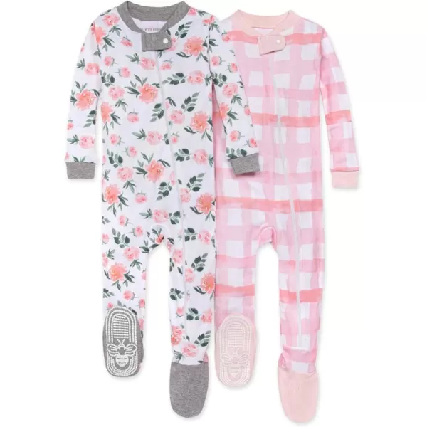 Burt's Bees Baby Girls Pajamas, Zip Front Non-slip Footed Pjs, 100% Organic Cotton and Toddler Sleepers