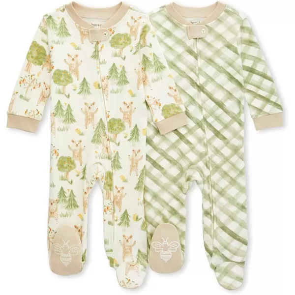 Burt's Bees Baby baby-boys Sleep and Play Pjs, 100% Organic Cotton One-piece Zip Front Romper Jumpsuit Pajamas