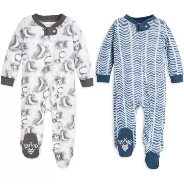 Burt's Bees Baby baby-boys Sleep and Play Pjs, 100% Organic Cotton One-piece Zip Front Romper Jumpsuit Pajamas