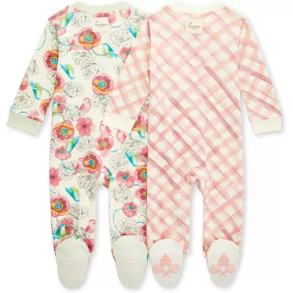 Burt's Bees Baby Baby Girls' Sleep and Play Pajamas, 100% Organic Cotton One-Piece Romper Jumpsuit Zip Front Pjs